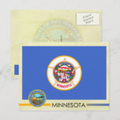 vlag en zegel van de staat Minnesota Briefkaart (Voorkant / Achterkant)