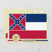 Vlag en zegel van de staat Mississippi Briefkaart (Voorkant / Achterkant)