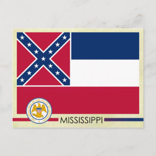 Vlag en zegel van de staat Mississippi Briefkaart