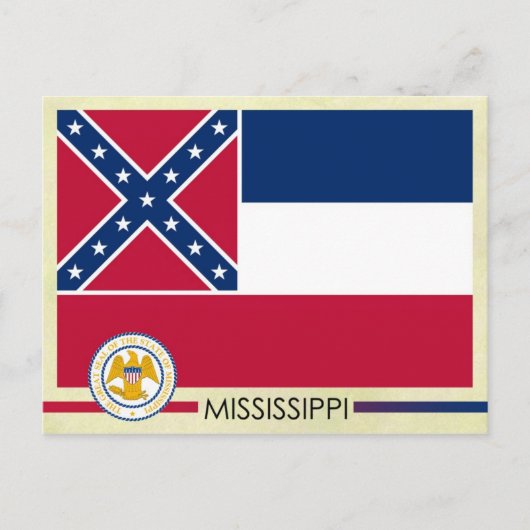 Vlag en zegel van de staat Mississippi Briefkaart (Voorkant)