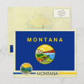 Vlag en zegel van de staat Montana Briefkaart (Voorkant / Achterkant)