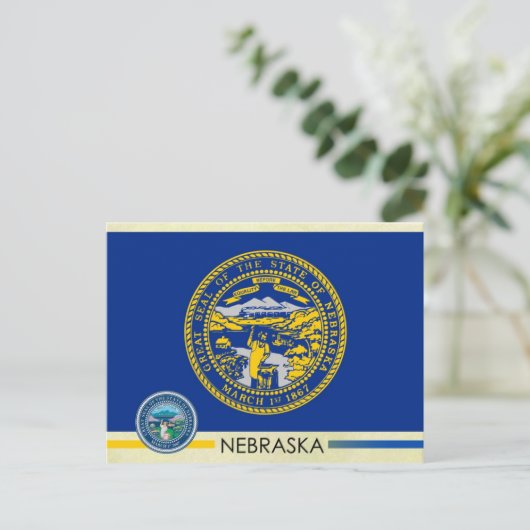 Vlag en zegel van de staat Nebraska Briefkaart (Staand voorkant)