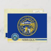 Vlag en zegel van de staat Nebraska Briefkaart (Voorkant / Achterkant)