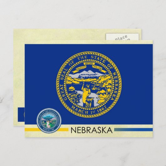 Vlag en zegel van de staat Nebraska Briefkaart (Voorkant / Achterkant)