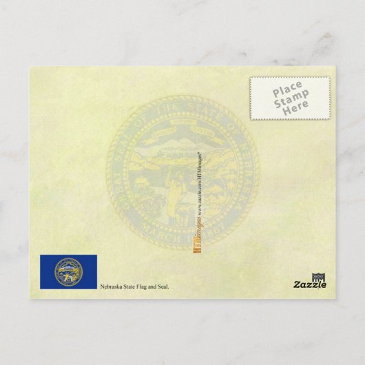 Vlag en zegel van de staat Nebraska Briefkaart (Achterkant)