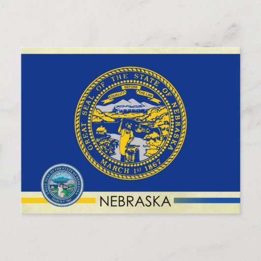 Vlag en zegel van de staat Nebraska Briefkaart (Voorkant)