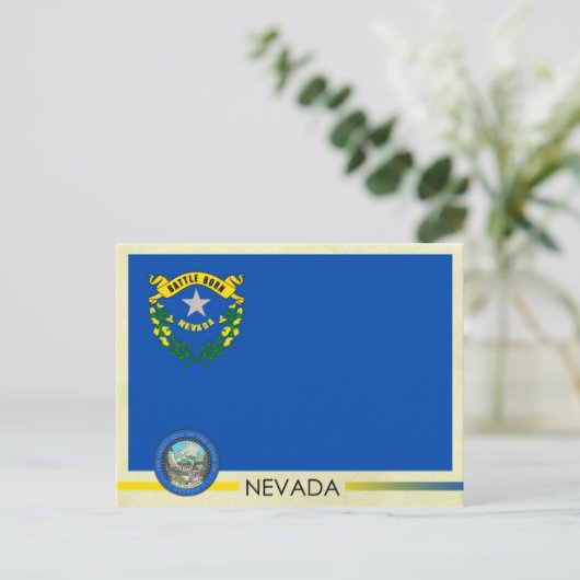 Vlag en zegel van de staat Nevada Briefkaart (Staand voorkant)