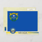 Vlag en zegel van de staat Nevada Briefkaart (Voorkant / Achterkant)
