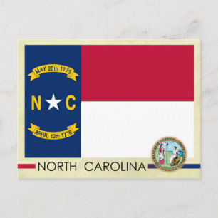 Vlag en zegel van de staat North Carolina Briefkaart
