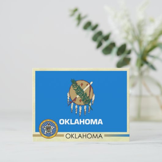 Vlag en zegel van de staat Oklahoma Briefkaart (Staand voorkant)