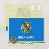 Vlag en zegel van de staat Oklahoma Briefkaart (Voorkant / Achterkant)