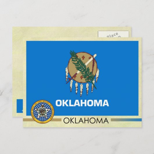Vlag en zegel van de staat Oklahoma Briefkaart (Voorkant / Achterkant)