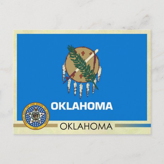 Vlag en zegel van de staat Oklahoma Briefkaart (Voorkant)