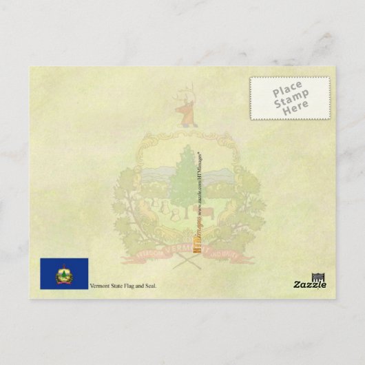 Vlag en zegel van de staat Vermont Briefkaart (Achterkant)