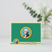 Vlag en zegel van de staat Washington Briefkaart (Staand voorkant)