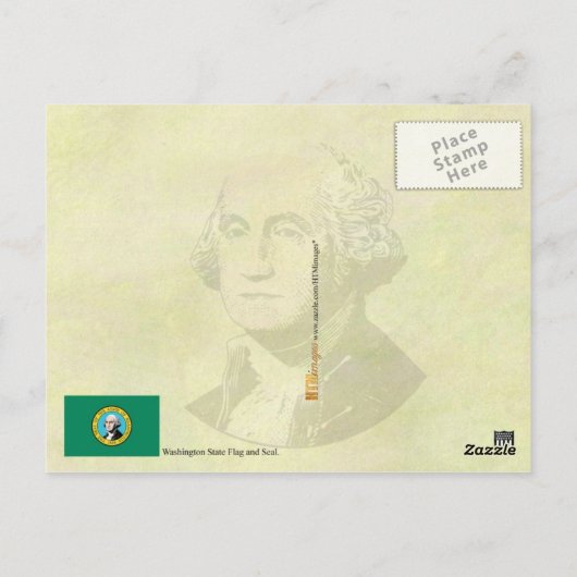 Vlag en zegel van de staat Washington Briefkaart (Achterkant)