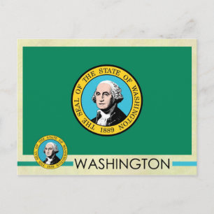 Vlag en zegel van de staat Washington Briefkaart