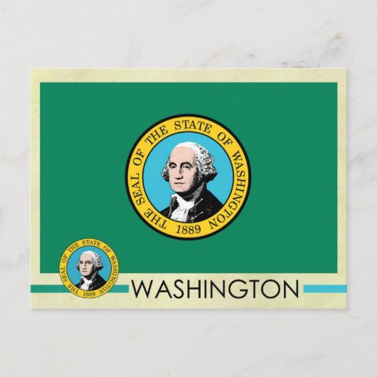 Vlag en zegel van de staat Washington Briefkaart (Voorkant)