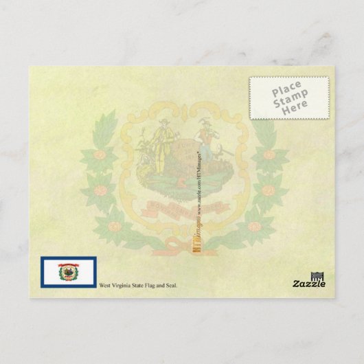 Vlag en zegel van de staat West Virginia Briefkaart (Achterkant)