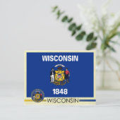Vlag en zegel van de staat Wisconsin Briefkaart (Staand voorkant)