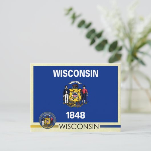 Vlag en zegel van de staat Wisconsin Briefkaart (Staand voorkant)
