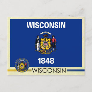Vlag en zegel van de staat Wisconsin Briefkaart