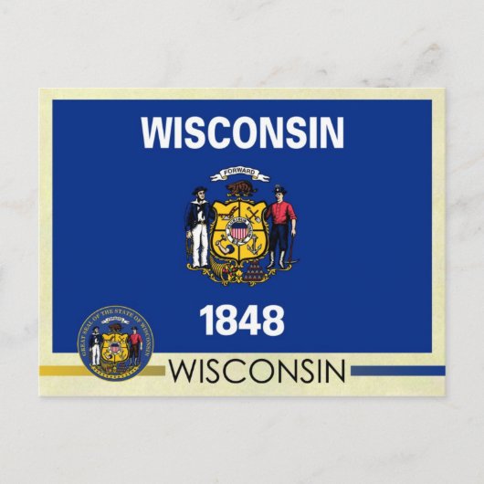 Vlag en zegel van de staat Wisconsin Briefkaart (Voorkant)