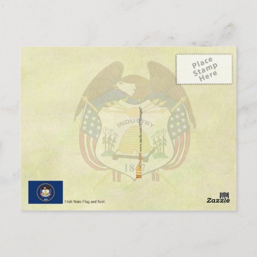Vlag en zegel van de Utah-staat Briefkaart (Achterkant)