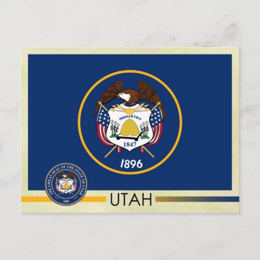 Vlag en zegel van de Utah-staat Briefkaart (Voorkant)