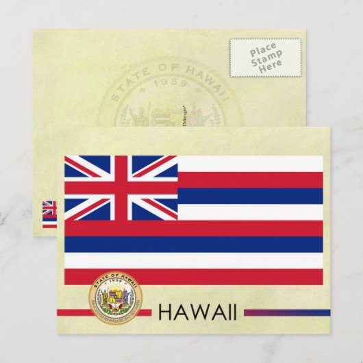 Vlag en zegel van Hawaï Briefkaart (Voorkant / Achterkant)