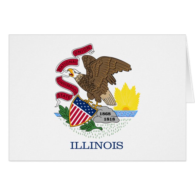 Vlag en zegel van Illinois (Voorkant Horizontaal)