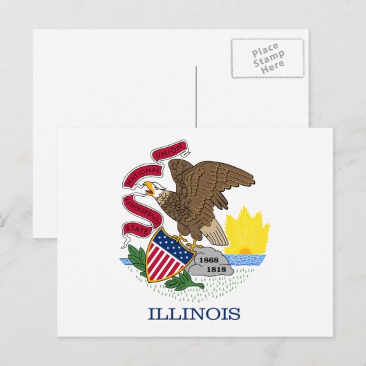 Vlag en zegel van Illinois Briefkaart (Voorkant / Achterkant)