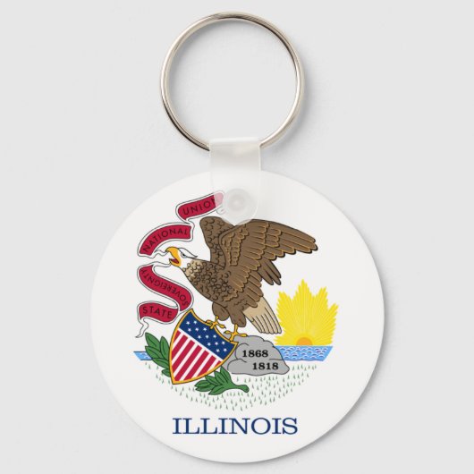 Vlag en zegel van Illinois Sleutelhanger (Voorkant)