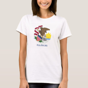 Vlag en zegel van Illinois T-shirt