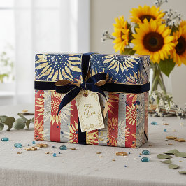 Vlag en zonnebloemen cadeaupapier