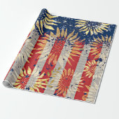 Vlag en zonnebloemen cadeaupapier (Uitgerold)