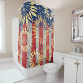 Vlag en zonnebloemen douchegordijn (In situ)