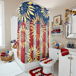 Vlag en zonnebloemen douchegordijn