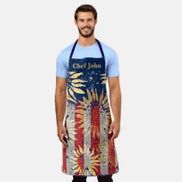 Vlag en zonnebloemen gepersonaliseerd schort