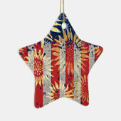 Vlag en zonnebloemen keramisch ornament (Rechts)