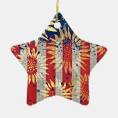Vlag en zonnebloemen keramisch ornament (Voorkant)