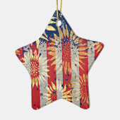 Vlag en zonnebloemen keramisch ornament (Links)