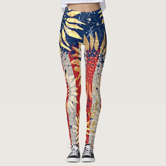 Vlag en zonnebloemen leggings (Voorkant)