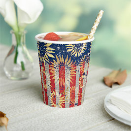 Vlag en zonnebloemen papieren bekers