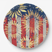 Vlag en zonnebloemen papieren bordje (Voorkant)