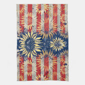 Vlag en zonnebloemen theedoek (Verticaal)