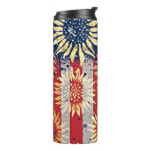 Vlag en zonnebloemen thermosbeker (Gedraaid links)