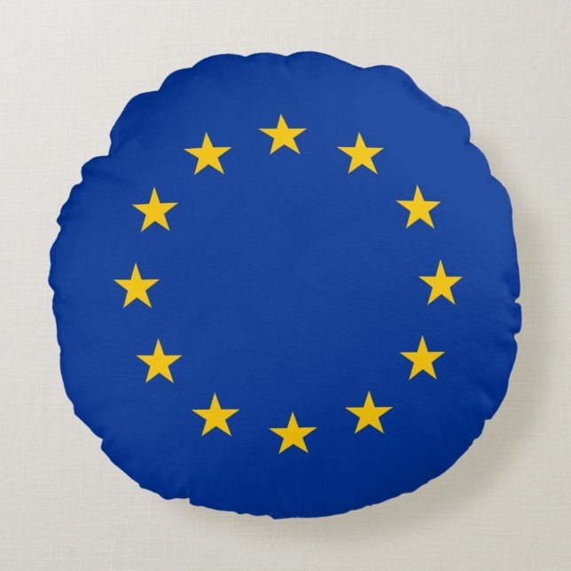 Vlag Europese Unie Rond Kussen (Voorkant)