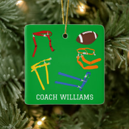 Vlag Football Coach Speler Gepersonaliseerd Keramisch Ornament