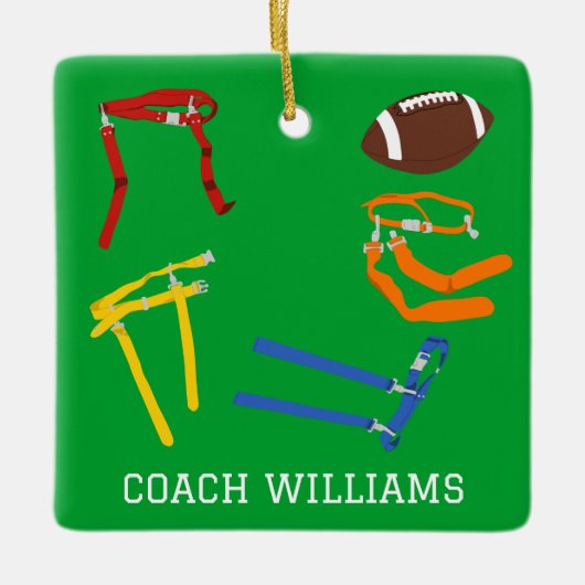 Vlag Football Coach Speler Gepersonaliseerd Keramisch Ornament (Voorkant)